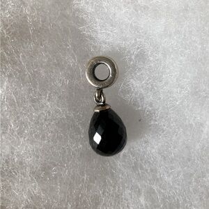Authentic Pandora Faceted Black Murano Glass Dangle Charm Retired Pandora Charm